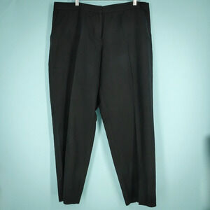 Eileen Fisher Size XL Black System Chino Style Button Zip Linen Cotton Pants